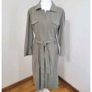 Vtg New York & Company Duster Trench Size 14 Medium Shirt Dress Belted Pockets